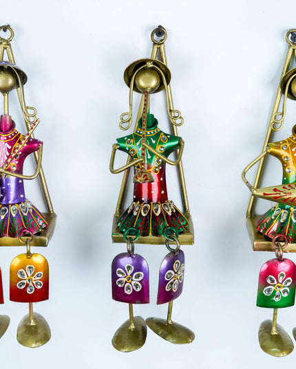 Handpainted Rajasthani Metal Musician Dolls - Set of 3 - WL3263