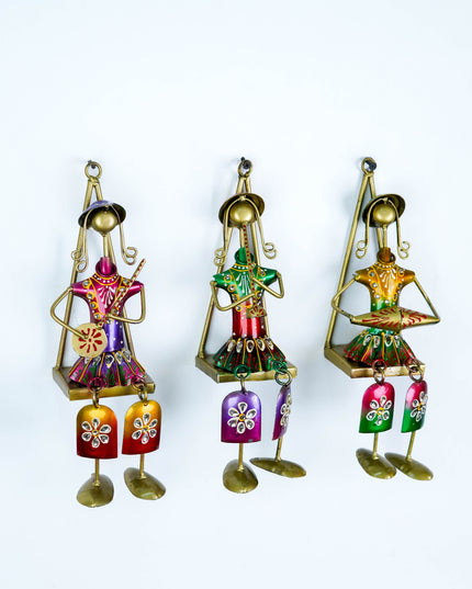 Handpainted Rajasthani Metal Musician Dolls - Set of 3 - WL3263