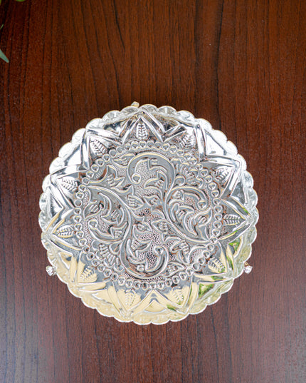 Fancy Pooja Tray with Elephant Stand - 8 inch - WL3351