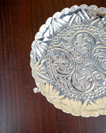 Fancy Pooja Tray with Elephant Stand - 8 inch - WL3351