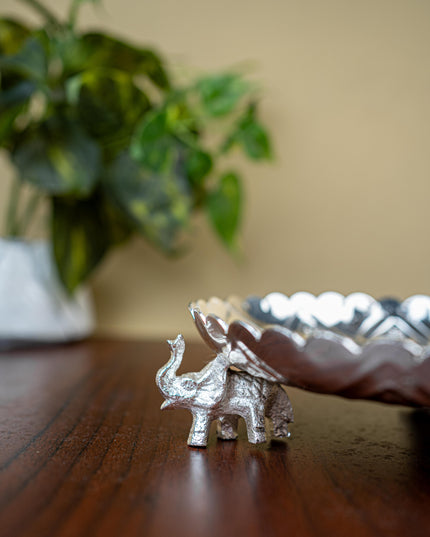 Fancy Pooja Tray with Elephant Stand - 8 inch - WL3351