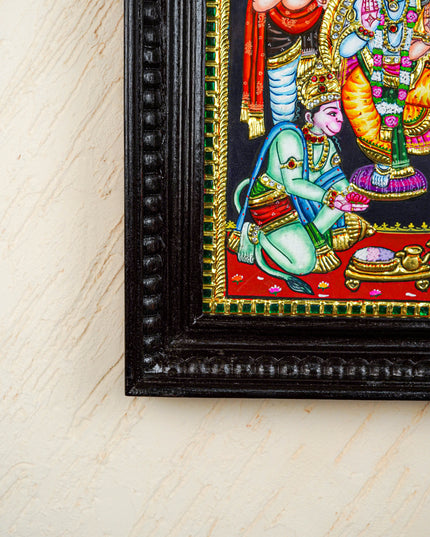 Tanjore Painting - Ramar Pattabhishekam - Semi Embossed - 15x12 inch - WL3398