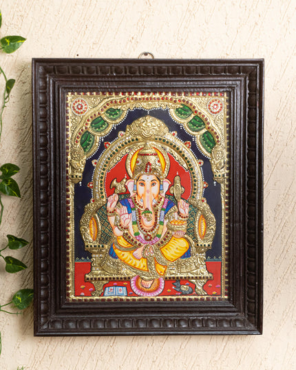 Tanjore Painting - Ganesha - Semi Embossed - 15x12 inch - WL3400
