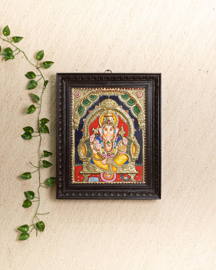 Tanjore Painting - Ganesha - Semi Embossed - 15x12 inch - WL3400