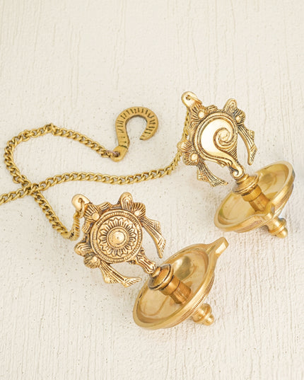 Brass Shank Chakra Hanging Diya - Set of 2 - WL3416
