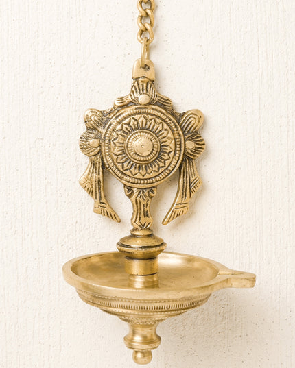 Brass Shank Chakra Hanging Diya - Set of 2 - WL3416