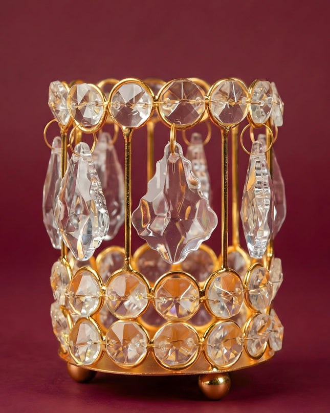 Crystal Candle Holder - Gold Finish - WL3423