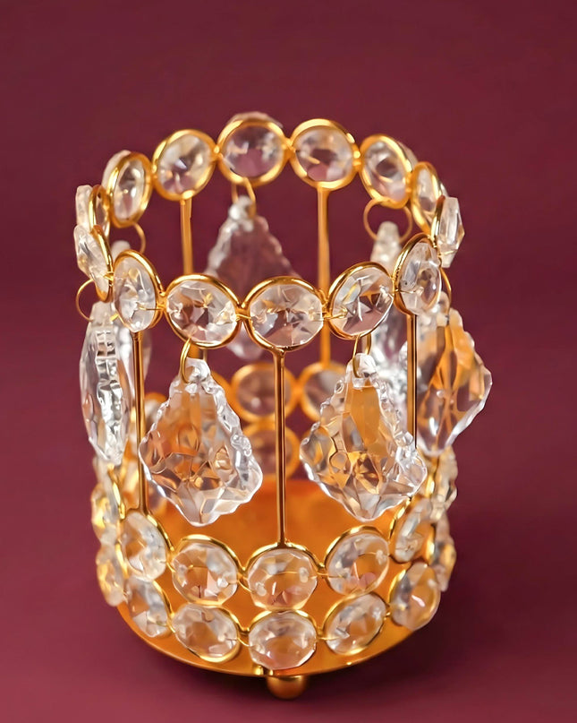 Crystal Candle Holder - Gold Finish - WL3423