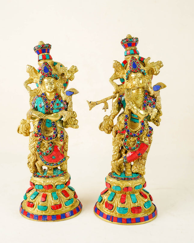 Brass Radha Krishna Idol - 15 inch - WL3442