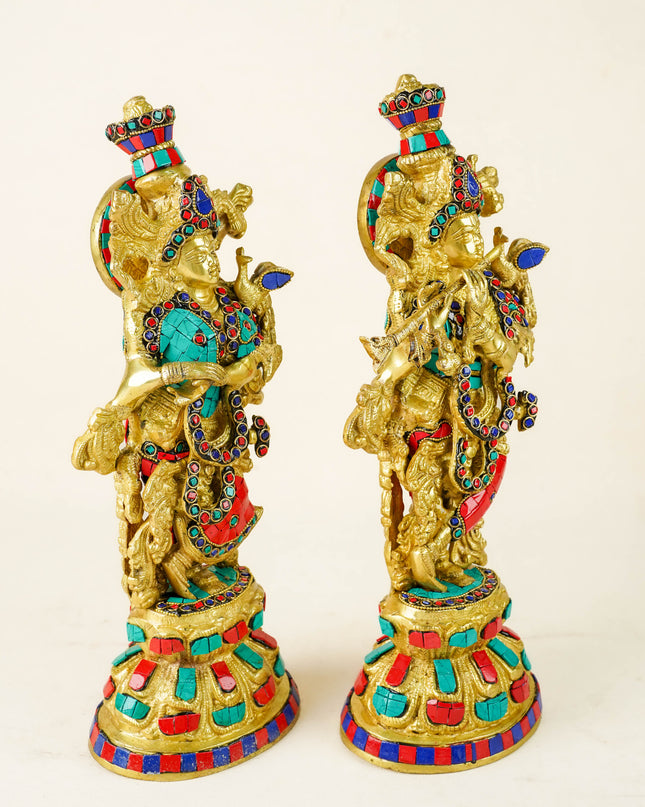 Brass Radha Krishna Idol - 15 inch - WL3442