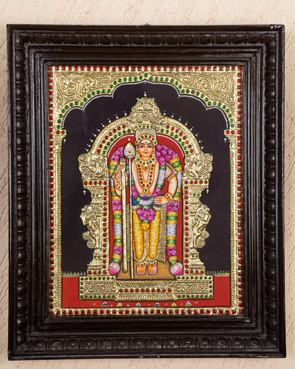 Tanjore Painting - Murugan - Flat (Gold Foil) - 15x12 inch - WL3581