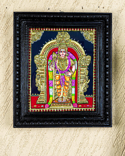 Tanjore Painting - Murugan - Flat (Gold Foil) - 15x12 inch - WL3581