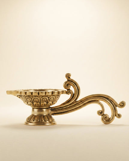 Brass Diya with Handle (Superfine Finish) - WL3853