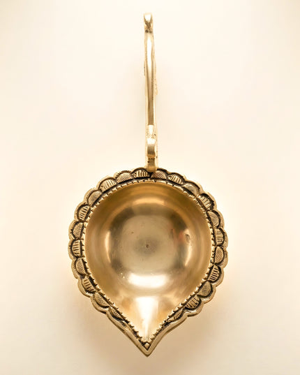 Brass Diya with Handle (Superfine Finish) - WL3853