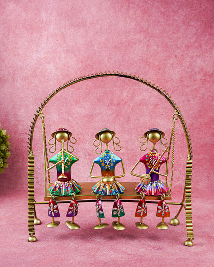 Metal Handpainted Musicians on Swing - WL3856