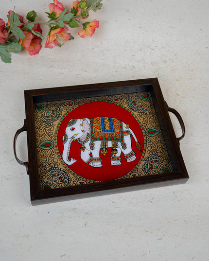 Wooden Tray with Reverse Acrylic Painting - WL3865