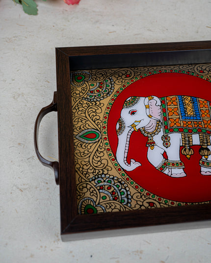 Wooden Tray with Reverse Acrylic Painting - WL3865