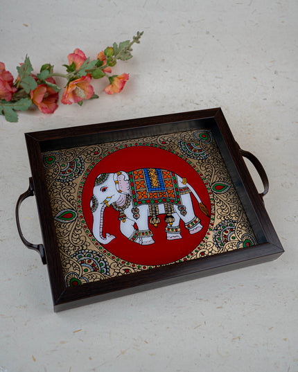 Wooden Tray with Reverse Acrylic Painting - WL3865