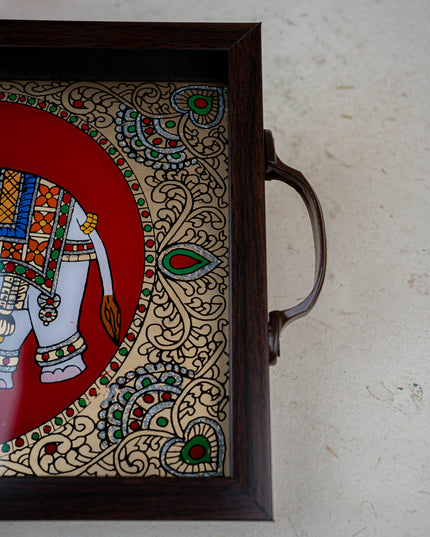 Wooden Tray with Reverse Acrylic Painting - WL3865