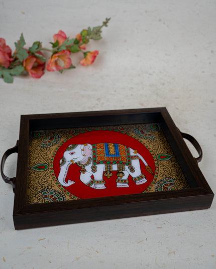 Wooden Tray with Reverse Acrylic Painting - WL3865