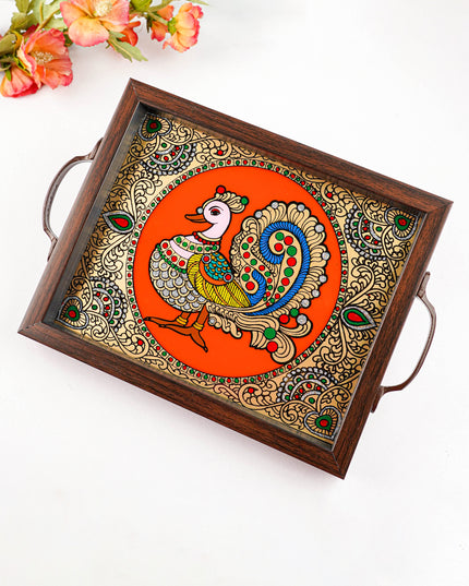 Wooden Tray with Reverse Acrylic Painting - WL3865