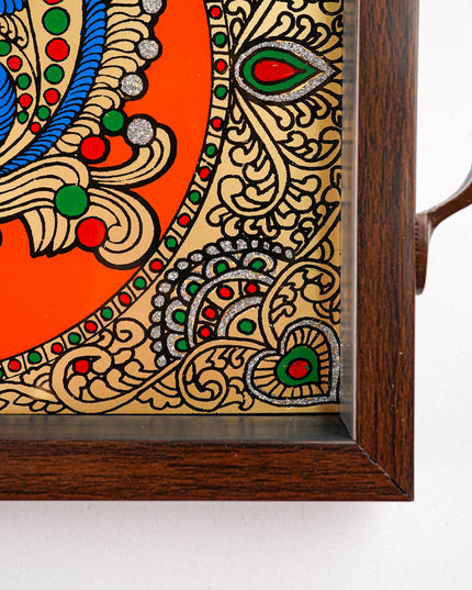 Wooden Tray with Reverse Acrylic Painting - WL3865