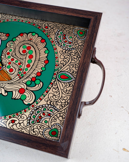 Wooden Tray with Reverse Acrylic Painting - WL3865