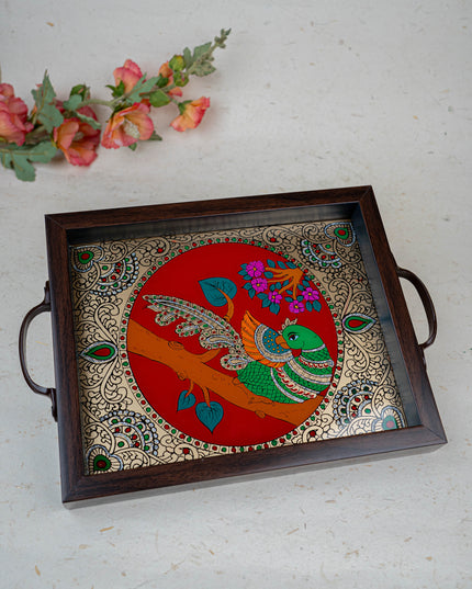 Wooden Tray with Reverse Acrylic Painting - WL3865