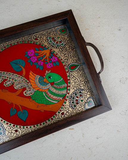Wooden Tray with Reverse Acrylic Painting - WL3865