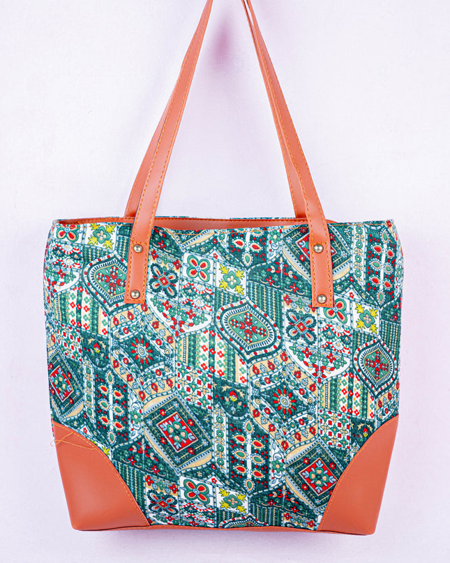 Women's Team Vegetarian Tote Bag - 100% Cotton Reusable Shopper Bag With Shoulder Handles, Tribal Print Design