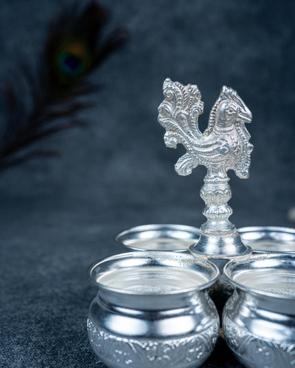 German Silver 4 Cup Annapakshi Kumkum holder - WL3917