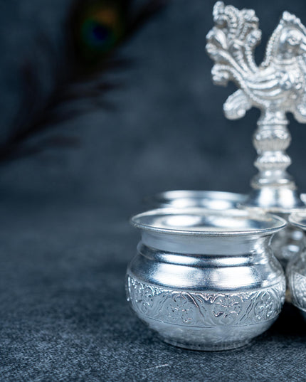 German Silver 4 Cup Annapakshi Kumkum holder - WL3917