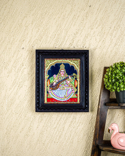 Tanjore Painting - Saraswathi - Flat (Gold Foil) - 12x10 inch - WL3965
