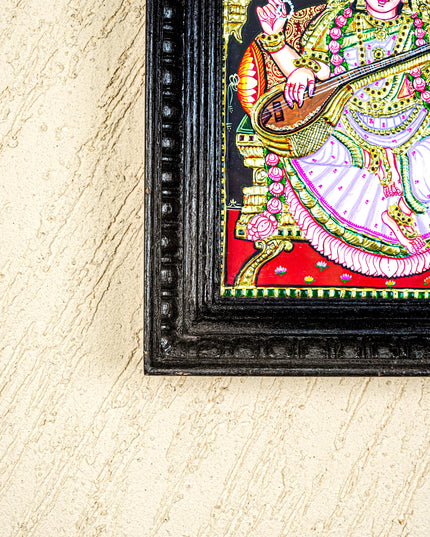 Tanjore Painting - Saraswathi - Flat (Gold Foil) - 12x10 inch - WL3965