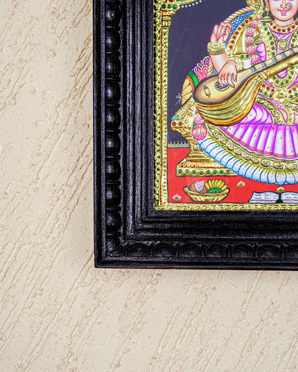 Tanjore Painting - Saraswathi - Flat (Gold Foil) - 12x10 inch - WL3965
