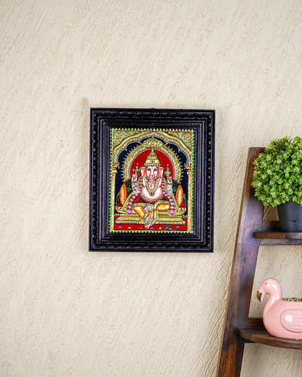 Tanjore Painting - Ganesha - Semi Embossed - 12x10 inch - WL3967