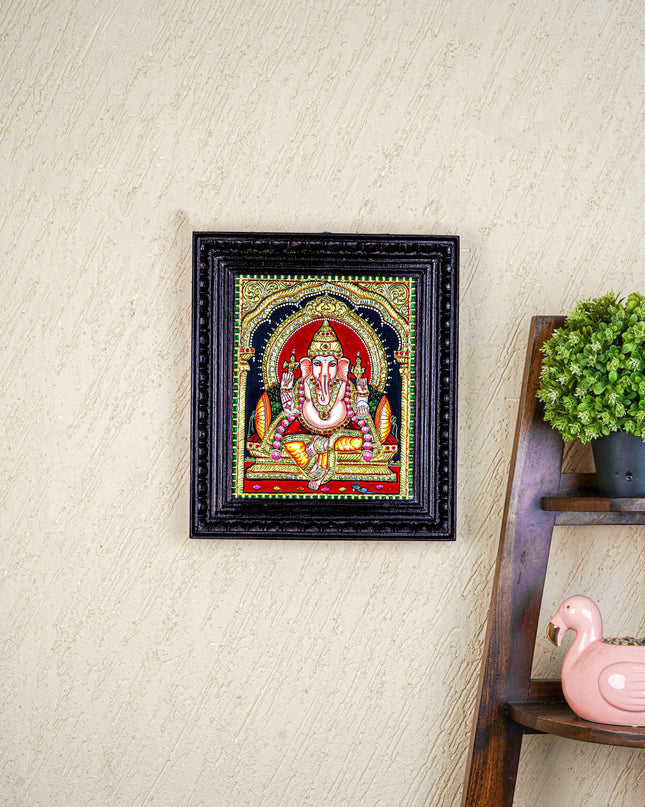 Tanjore Painting - Ganesha - Semi Embossed - 12x10 inch - WL3967