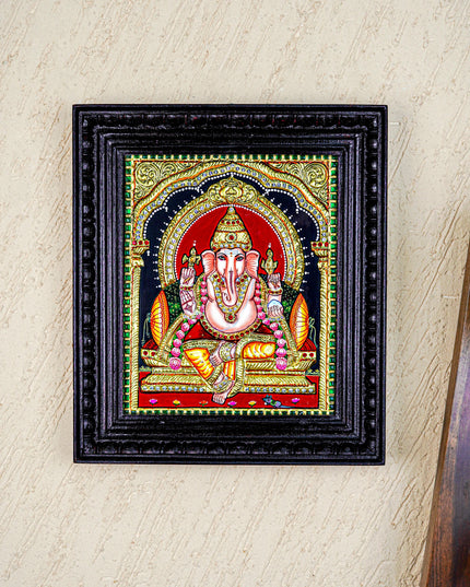 Tanjore Painting - Ganesha - Semi Embossed - 12x10 inch - WL3967