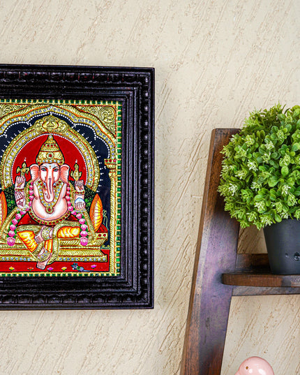 Tanjore Painting - Ganesha - Semi Embossed - 12x10 inch - WL3967