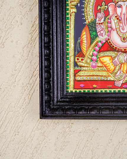 Tanjore Painting - Ganesha - Semi Embossed - 12x10 inch - WL3967