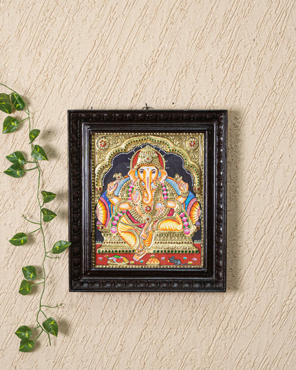 Tanjore Painting - Ganesha - Semi Embossed - 12x10 inch - WL3967