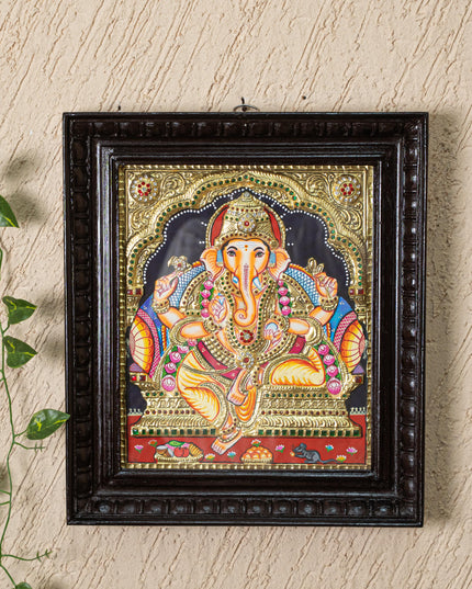Tanjore Painting - Ganesha - Semi Embossed - 12x10 inch - WL3967