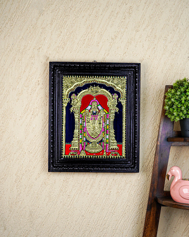 Tanjore Painting - Tirupathi Balaji - Flat (Gold Foil) - 15x12 inch - WL3970