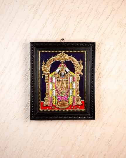 Tanjore Painting - Tirupathi Balaji - Flat (Gold Foil) - 15x12 inch - WL3970