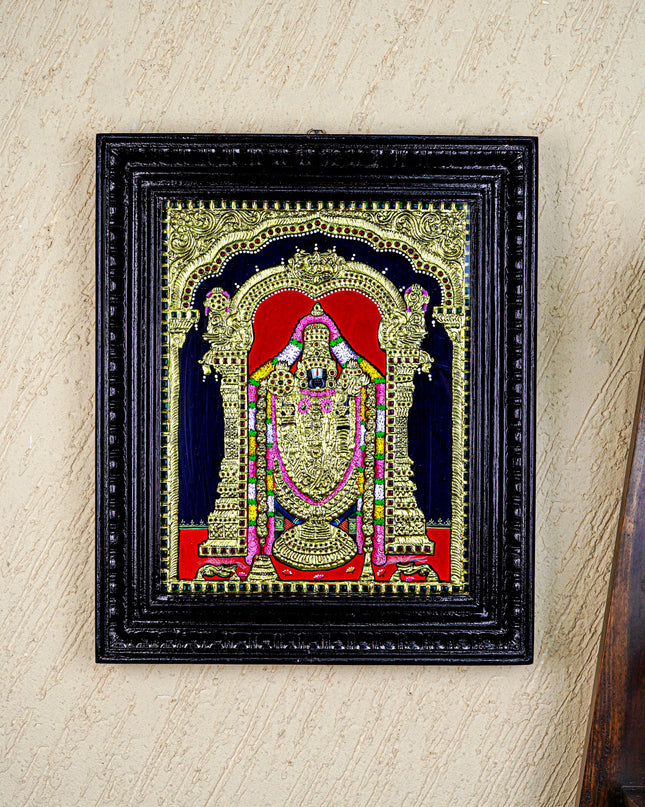 Tanjore Painting - Tirupathi Balaji - Flat (Gold Foil) - 15x12 inch - WL3970