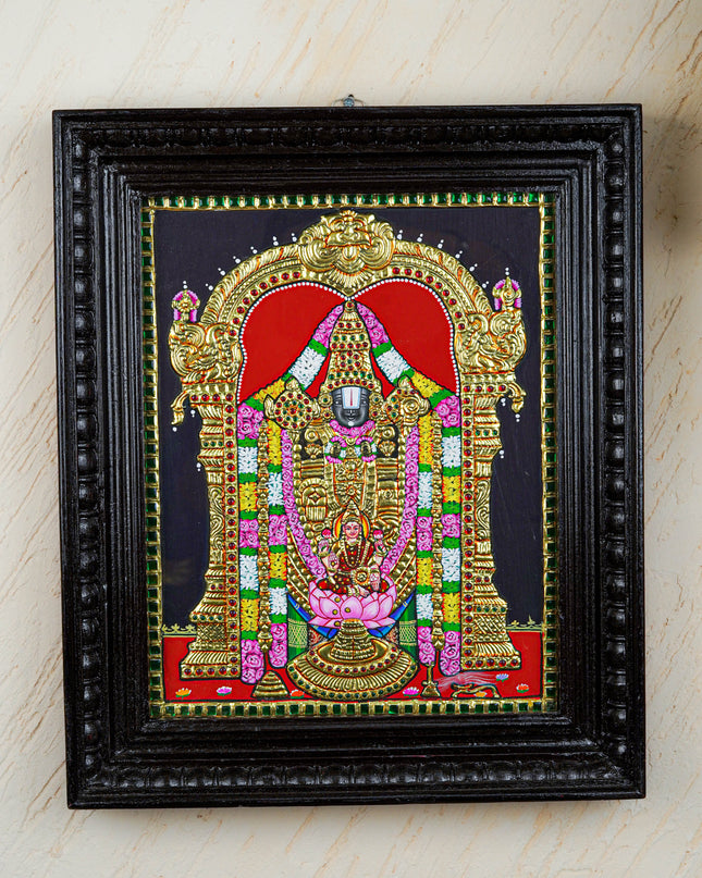 Tanjore Painting - Tirupathi Balaji - Flat (Gold Foil) - 15x12 inch - WL3970