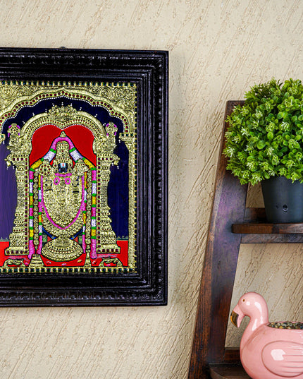 Tanjore Painting - Tirupathi Balaji - Flat (Gold Foil) - 15x12 inch - WL3970