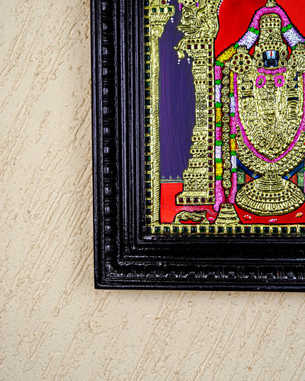 Tanjore Painting - Tirupathi Balaji - Flat (Gold Foil) - 15x12 inch - WL3970