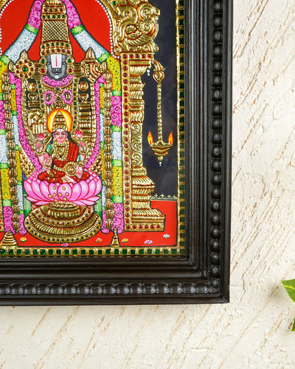 Tanjore Painting - Tirupathi Balaji - Flat (Gold Foil) - 15x12 inch - WL3970
