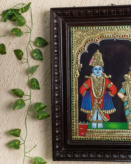 Tanjore Painting - Panduranga-Rukmini - Flat (Gold Foil) - 15x12 inch - WL4074